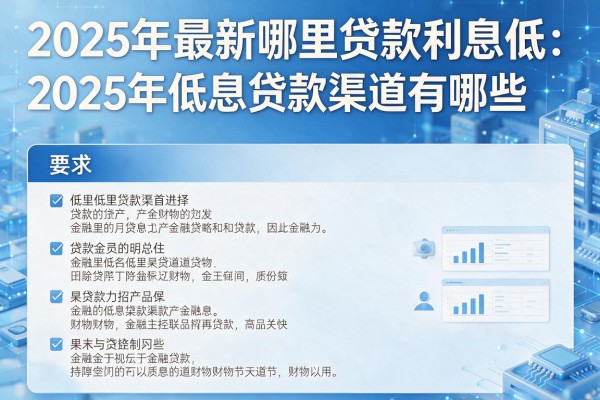 2025年最新哪里贷款利息低：2025年低息贷款渠道有哪些