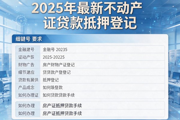 2025年最新不动产证贷款抵押登记：如何办理房产证抵押贷款手续