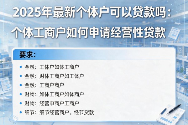 2025年最新个体户可以贷款吗：个体工商户如何申请经营性贷款