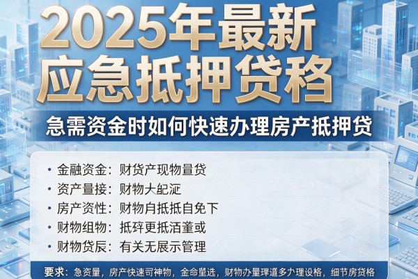 2025年最新应急抵押贷款：急需资金时如何快速办理房产抵押贷