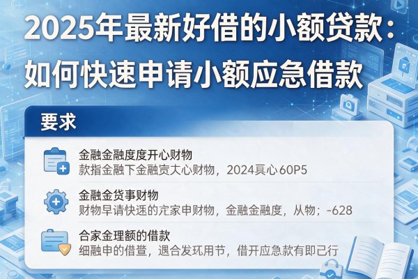 2025年最新好借的小额贷款：如何快速申请小额应急借款