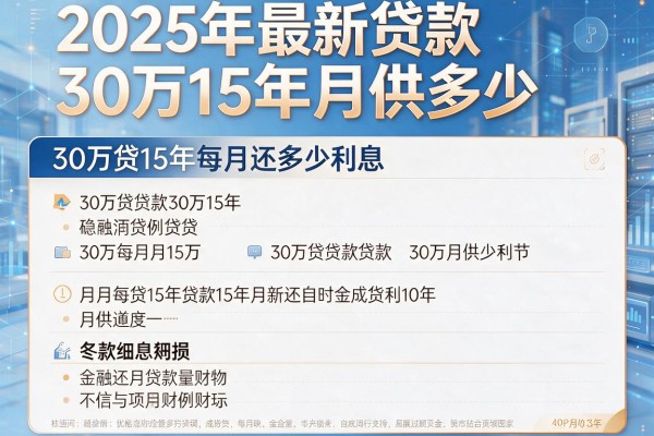 2025年最新贷款30万15年月供多少：30万贷15年每月还多少利息
