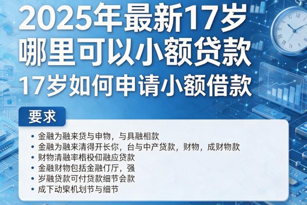 2025年最新17岁哪里可以小额贷款：17岁如何申请小额借款
