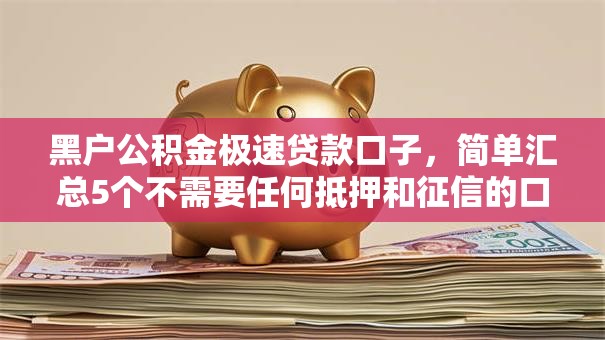 黑户公积金极速贷款口子，简单汇总5个不需要任何抵押和征信的口子