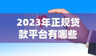 2023年正规贷款平台有哪些？这些渠道安全靠谱