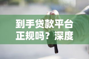 到手贷款平台正规吗？深度评测帮你避坑