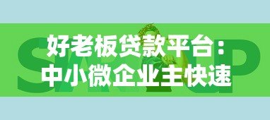 好老板贷款平台:中小微企业主快速融资解决方案 好老板贷款平台:中小微企业主快速融资解决方案