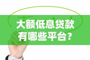 大额低息贷款有哪些平台?这10家正规渠道值得考虑 大额低息贷款有哪些平台?这10家正规渠道值得考虑