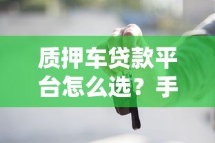 质押车贷款平台怎么选？手把手教你避坑指南