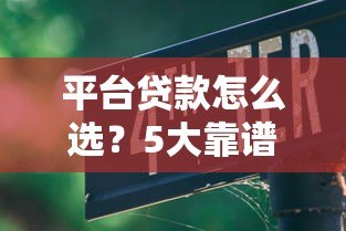 平台贷款怎么选？5大靠谱渠道与避坑指南