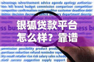 银狐贷款平台怎么样？靠谱吗？用户真实评价+申请流程全解析