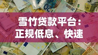 雪竹贷款平台：正规低息、快速放款，解决你的资金难题