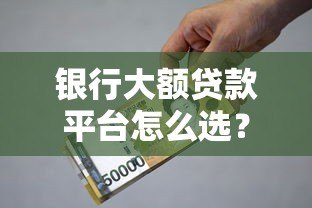 银行大额贷款平台怎么选？2023年最全申请指南
