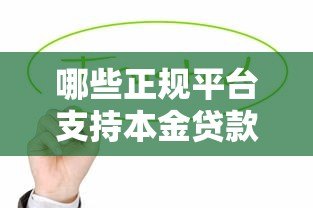 哪些正规平台支持本金贷款？这10个渠道值得关注
