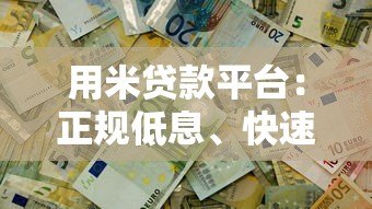 用米贷款平台:正规低息、快速放款,解决你的资金难题 用米贷款平台:正规低息、快速放款,解决你的资金难题