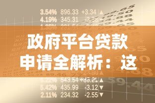 政府平台贷款申请全解析:这些审查要点必须知道 政府平台贷款申请全解析:这些审查要点必须知道