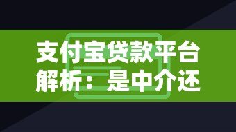 支付宝贷款平台解析：是中介还是放贷机构？
