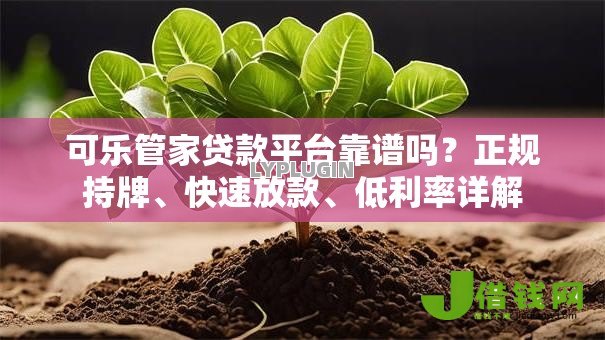可乐管家贷款平台靠谱吗？正规持牌、快速放款、低利率详解