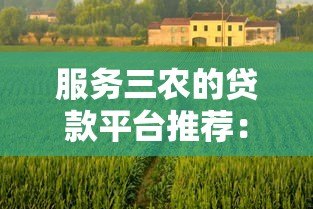 服务三农的贷款平台推荐：助力乡村振兴的金融解决方案