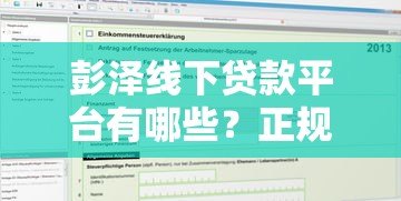 彭泽线下贷款平台有哪些？正规机构推荐及申请流程详解