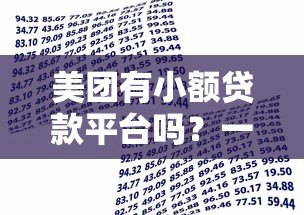 美团有小额贷款平台吗？一文详解美团借贷服务与申请攻略