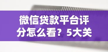 微信贷款平台评分怎么看？5大关键指标解析