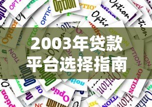 2003年贷款平台选择指南：靠谱渠道与避坑技巧