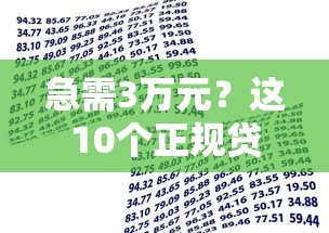 急需3万元？这10个正规贷款平台快速到账 轻松解决资金需求