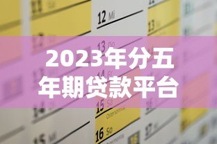 2023年分五年期贷款平台推荐及申请攻略