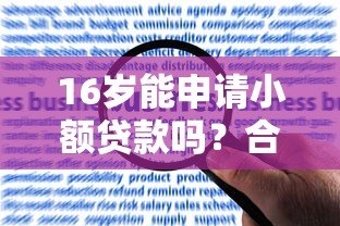 16岁能申请小额贷款吗?合法平台解析与风险提醒 16岁能申请小额贷款吗?合法平台解析与风险提醒