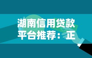 湖南信用贷款平台推荐：正规机构、低息放款、快速申请指南