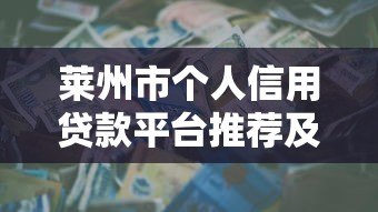 莱州市个人信用贷款平台推荐及避坑指南