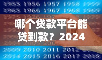 哪个贷款平台能贷到款？2024年靠谱平台推荐指南