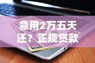 急用2万五天还?正规贷款平台选择与还款攻略 急用2万五天还?正规贷款平台选择与还款攻略