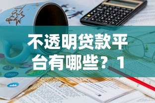 不透明贷款平台有哪些？10个识别方法与避坑指南