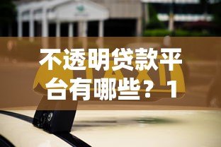 不透明贷款平台有哪些？10个识别方法与避坑指南