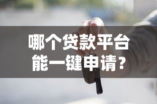 哪个贷款平台能一键申请？2023年快速放贷平台推荐