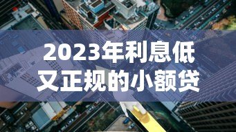 2023年利息低又正规的小额贷款平台推荐及选择技巧 2023年利息低又正规的小额贷款平台推荐及选择技巧