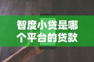 智度小贷是哪个平台的贷款？详细解析其背景与产品特点