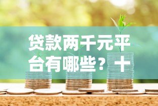 贷款两千元平台有哪些？十大正规借款渠道推荐