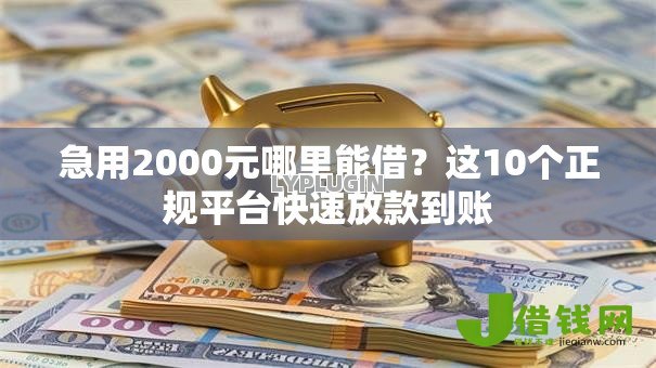 急用2000元哪里能借？这10个正规平台快速放款到账