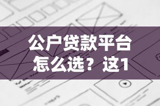 公户贷款平台怎么选？这10个要点帮你避坑