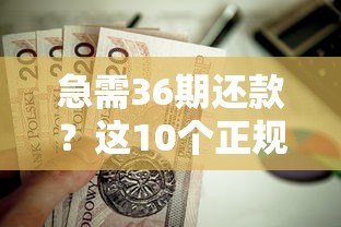 急需36期还款？这10个正规贷款平台值得考虑