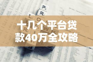 十几个平台贷款40万全攻略:如何申请与避开风险 十几个平台贷款40万全攻略:如何申请与避开风险