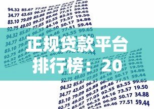 正规贷款平台排行榜：2023年靠谱借款渠道推荐