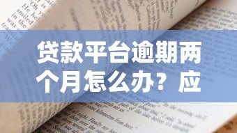 贷款平台逾期两个月怎么办？应对策略全解析