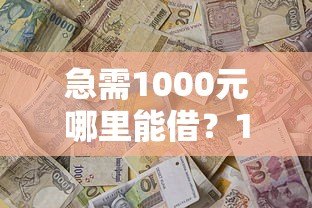 急需1000元哪里能借？10个小额贷款平台推荐