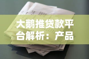 大鹅推贷款平台解析：产品特点、申请条件及用户评价