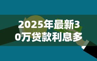 2025年最新30万贷款利息多少：贷款30万需要支付多少利息