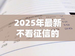 2025年最新不看征信的大额贷款：大额贷款真能不查征信吗